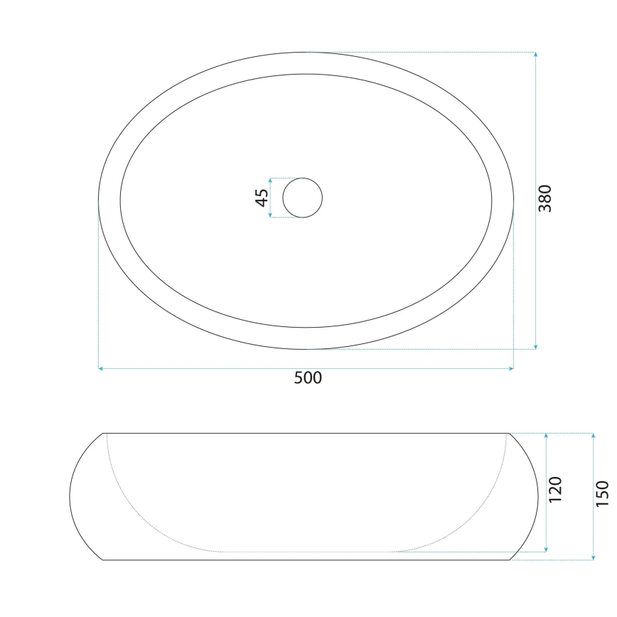 REA-U7350 - Opzetwastafel MIKA 38x50 cm wit/steenlook