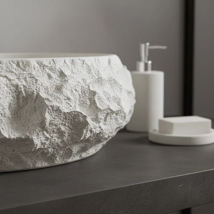 REA-U7350 - Vasque à poser MIKA 38 x 50 cm blanc/effet pierre