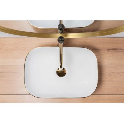 REA-U7422 - Opzetwastafel BELINDA 33x46,5 cm keramiek/wit/goud