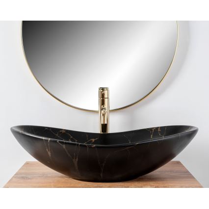 REA-U7478 - Opbouwwastafel ROYAL 36x62 cm keramiek/zwart/marmerdecor