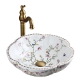 REA-U7504 - Opzetwaskom FELICIA Ø 42,5 cm, keramiek met bloemmotief