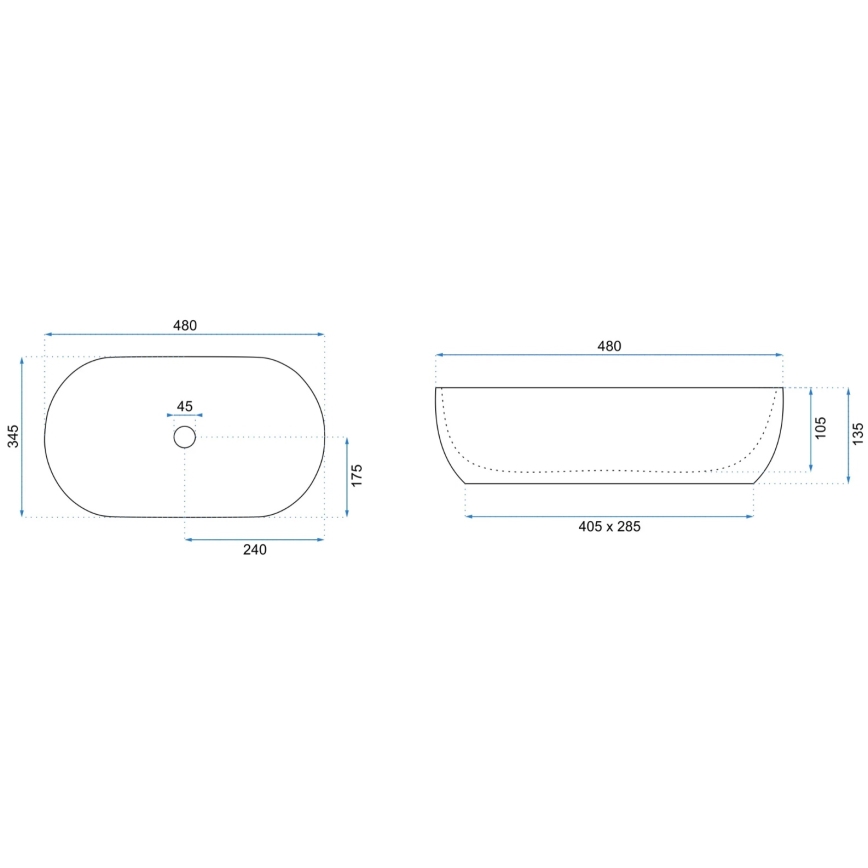 REA-U8001 - Vasque à poser AMELIA 34,5x48 cm céramique/décor marbre