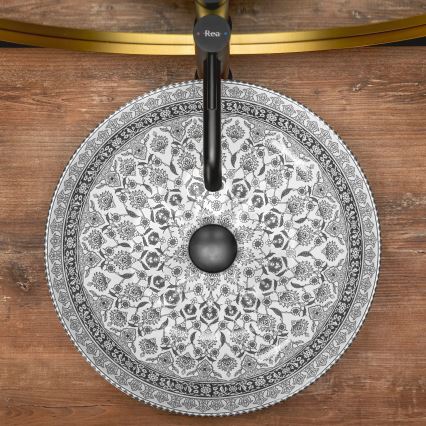 REA-U8002 - Opzetwastafel ARTE 40 cm keramiek/wit/zwart