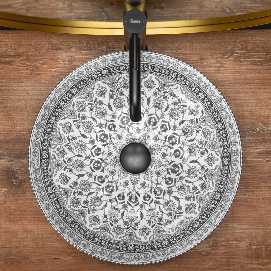 REA-U8002 - Opzetwastafel ARTE 40 cm keramiek/wit/zwart