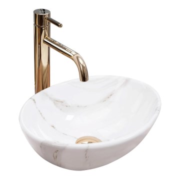 REA-U8014 - Lavabo à poser SOFIA MINI 27x34 cm céramique/décor effet marbre