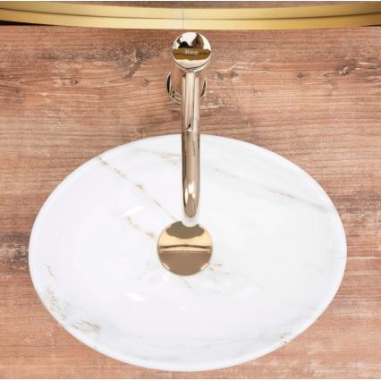 REA-U8014 - Lavabo à poser SOFIA MINI 27x34 cm céramique/décor effet marbre