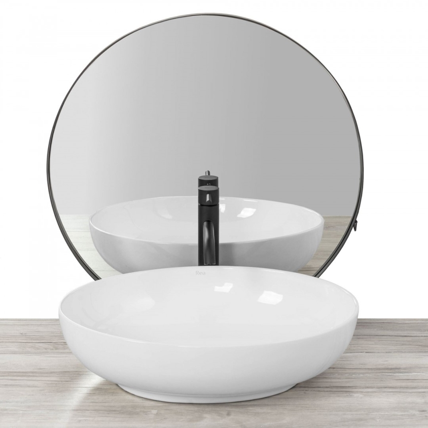 REA-U8198 - Opzetwastafel CAROLA SLIM 39x51,5 cm keramiek/glanzend wit