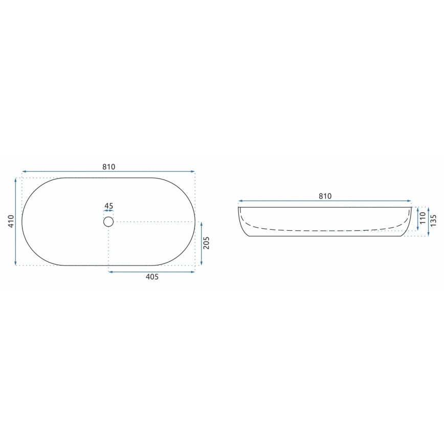 REA-U8403 - Lavabo à poser CLEO 41x81 cm céramique/décor marbre