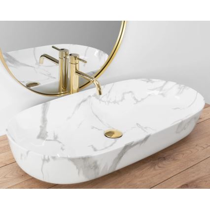 REA-U8403 - Opbouwwastafel CLEO 41x81 cm keramiek/marmerdecor