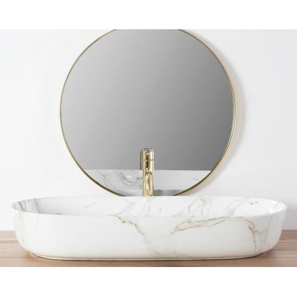 REA-U8404 - Opzetwastafel CLEO 41x81 cm keramiek/wit/marmerdecor