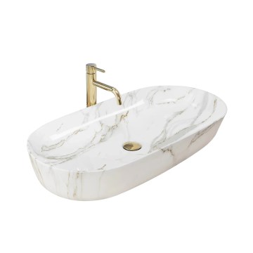 REA-U8404 - Vasque à poser CLEO 41x81 cm céramique/blanc/décor effet marbre