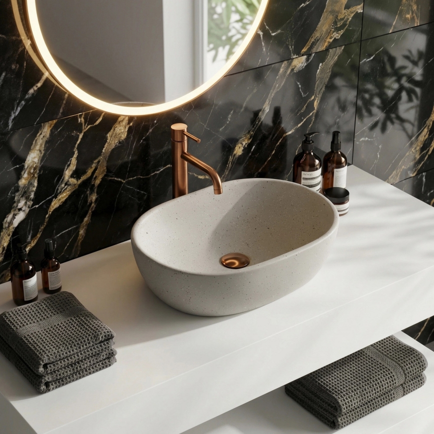 REA-U8480 - Lavabo à poser AMELIA 34,5 x 48 cm céramique / effet pierre