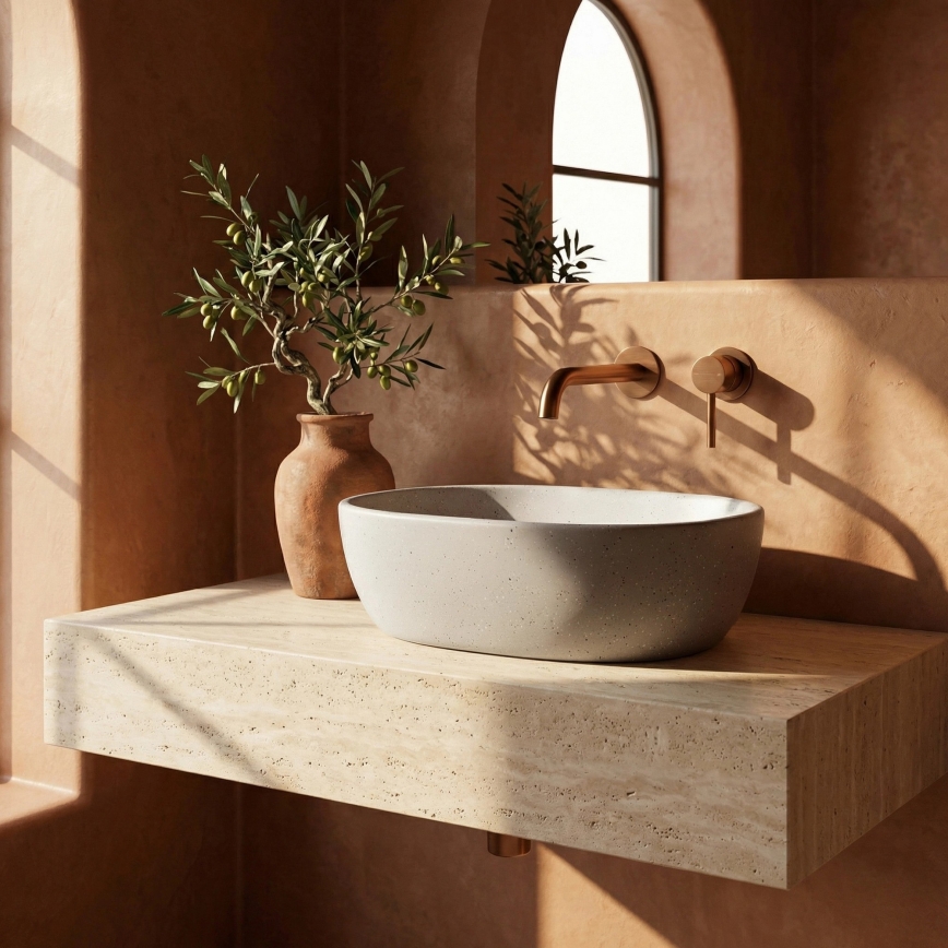 REA-U8480 - Lavabo à poser AMELIA 34,5 x 48 cm céramique / effet pierre