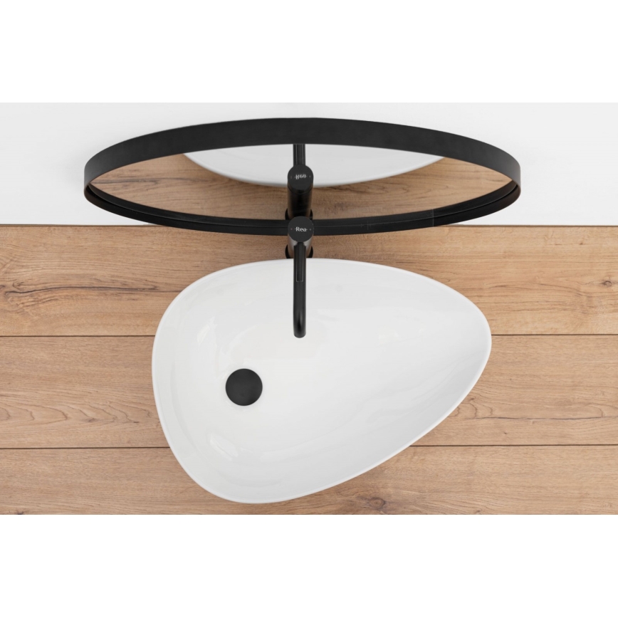 REA-U8536 - Lavabo à poser sur plan GRETA 39x56 cm céramique/blanc brillant