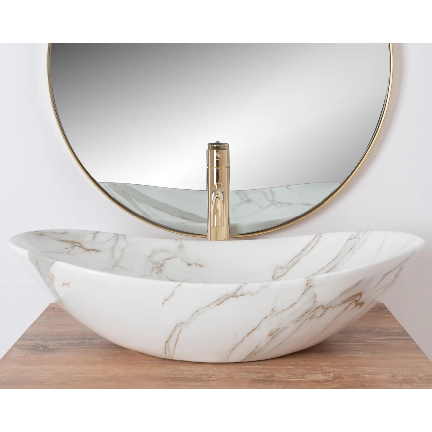 REA-U8548 - Opzetwastafel ROYAL 36x60,5 cm keramiek/marmerdecor