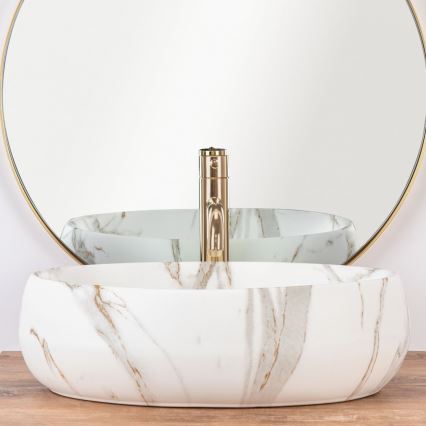 REA-U8568 - Opzetwastafel LINDA 34x48,5 cm keramiek/marmerdecor