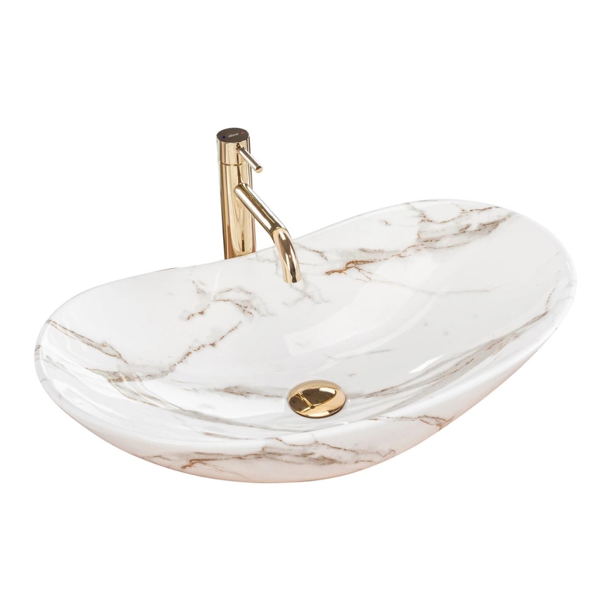 REA-U8597 - Opzetwastafel ROYAL 36x62 cm keramiek/marmerdecor