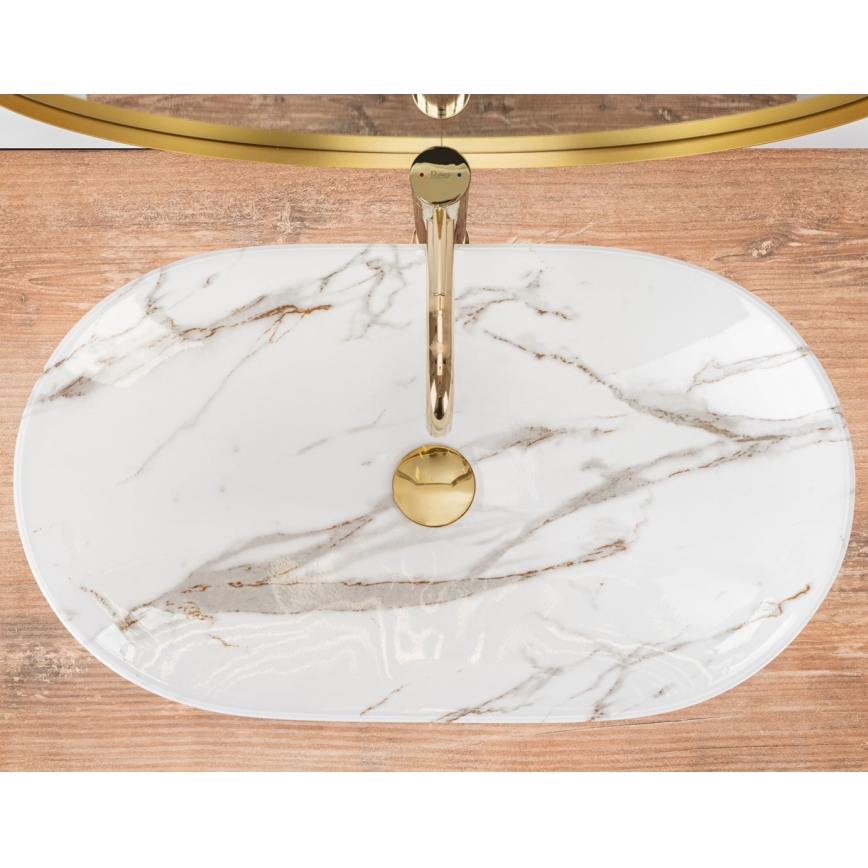 REA-U8597 - Opzetwastafel ROYAL 36x62 cm keramiek/marmerdecor