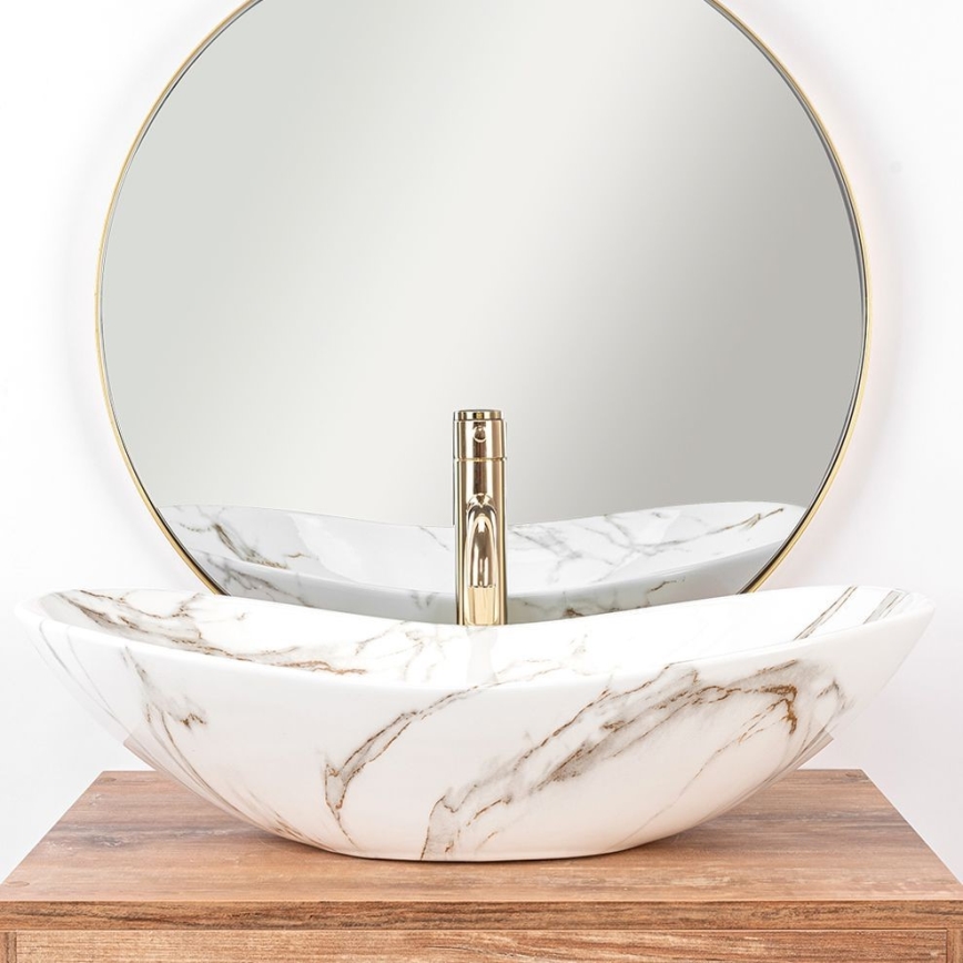 REA-U8597 - Opzetwastafel ROYAL 36x62 cm keramiek/marmerdecor