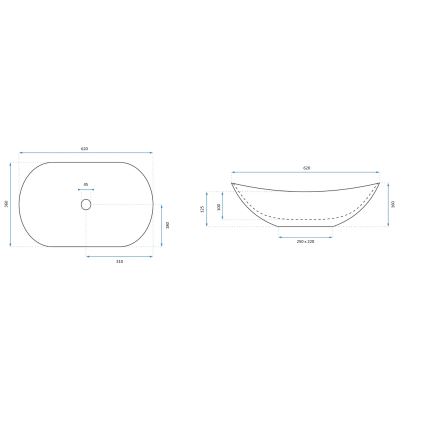 REA-U8597 - Opzetwastafel ROYAL 36x62 cm keramiek/marmerdecor