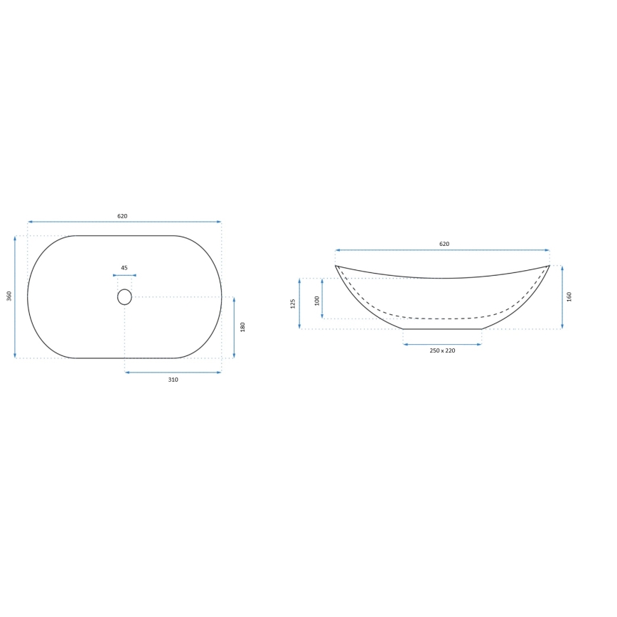 REA-U8597 - Opzetwastafel ROYAL 36x62 cm keramiek/marmerdecor