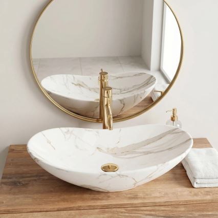 REA-U8598 - Opzetwastafel ROYAL 36x60,5 cm keramiek/marmerdecor