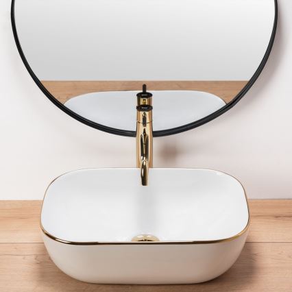 REA-U8736 - Lavabo à poser BELINDA 33,5 x 46,5 cm céramique/blanc/doré