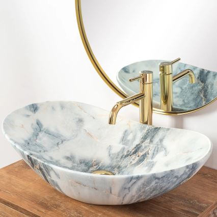 REA-U8742 - Lavabo à poser sur plan ROYAL 36x60,5 cm céramique/blanc/effet pierre