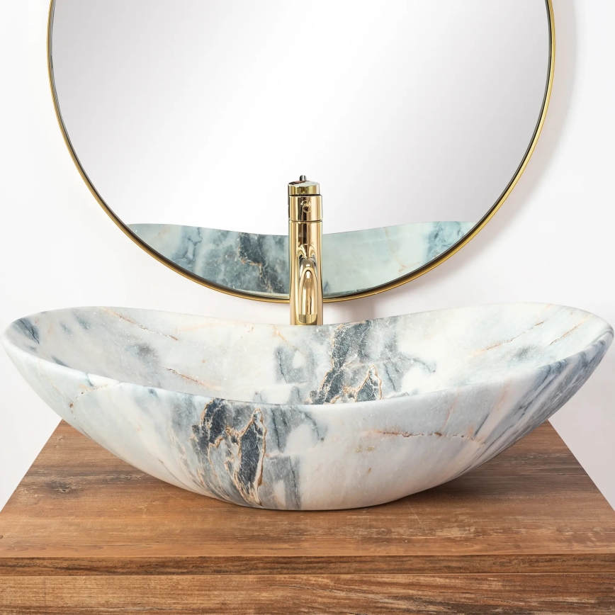 REA-U8742 - Lavabo à poser sur plan ROYAL 36x60,5 cm céramique/blanc/effet pierre