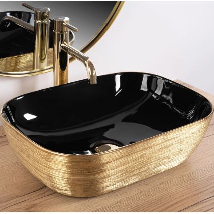 REA-U8780 - Opbouwwastafel BELINDA 33x46,5 cm keramiek/zwart/goud