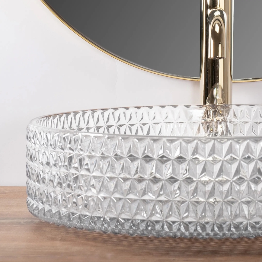 REA-U8881 - Opzetwastafel CRISTAL Ø 39 cm glas/helder