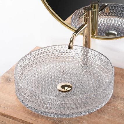 REA-U8881 - Vasque à poser CRISTAL Ø 39 cm verre transparent
