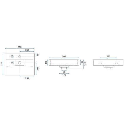 REA-U8900 - Lavabo à poser GOYA 37x50 cm composite minéral/blanc mat