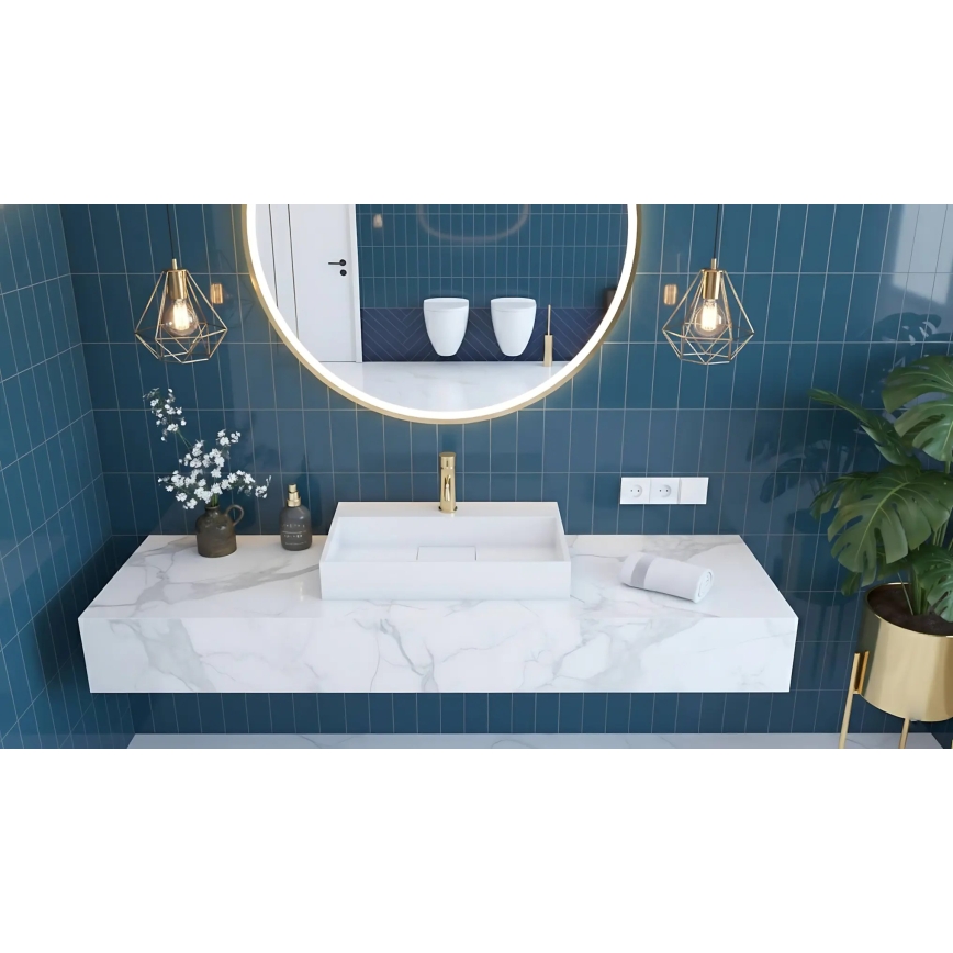 REA-U8902 - GOYA opbouwwastafel 46x70 cm composiet/mat wit