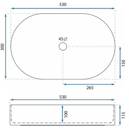 REA-U9108 - Opzetwastafel LAYLA 30x53 cm keramiek/glanzend wit