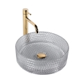 REA-U9615 - Opzetwastafel CRISTAL Ø 35,5 cm glas/grijs