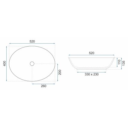 REA-U9650 - Opzetwastafel MARGOT 40x52 cm keramiek/wit/goud