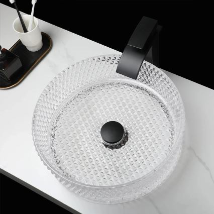 REA-U9670 - Opzetwastafel CRISTAL 35,5 cm glas/helder