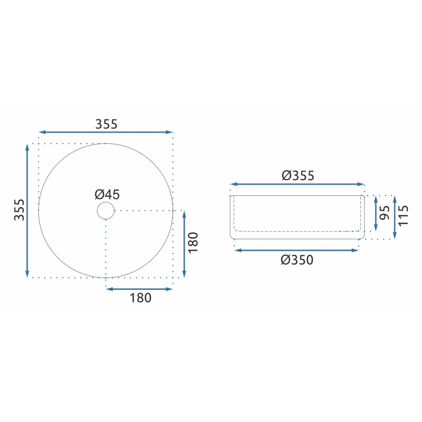 REA-U9670 - Opzetwastafel CRISTAL 35,5 cm glas/helder
