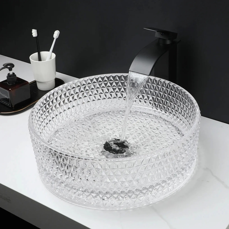 REA-U9670 - Vasque à poser CRISTAL Ø 35,5 cm en verre transparent