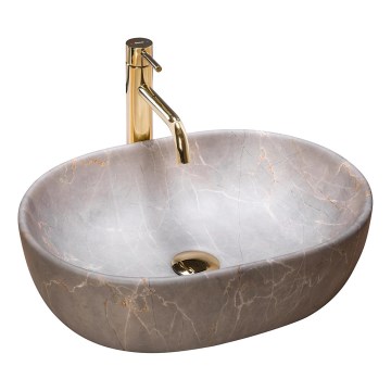 REA-U9887 - Opzetwastafel LARA 35x48,5 cm keramiek/grijs/marmerdecor