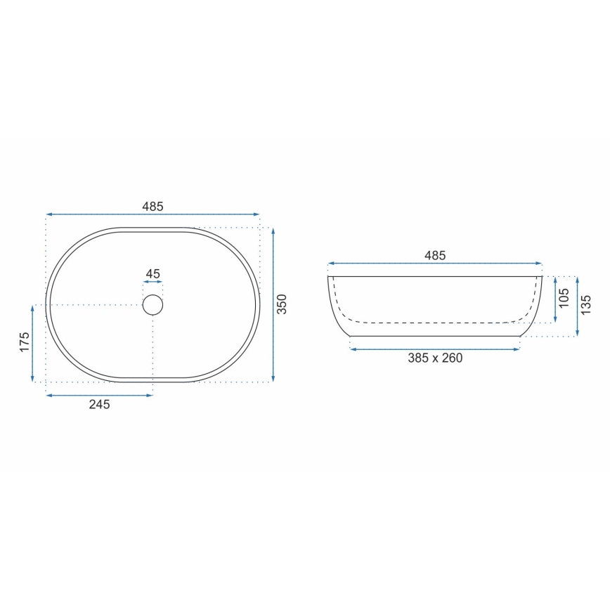 REA-U9887 - Vasque à poser LARA 35x48,5 cm céramique/gris/décor marbre