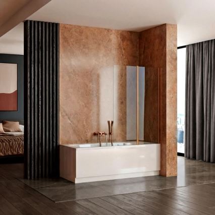 REA-W5696 - Vouwbare badwand AGAT 140x80 cm geborsteld koper/helder