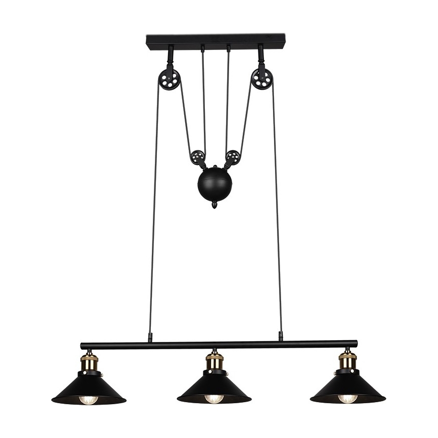 Reality - Hanglamp aan kabel POULI 3xE27/40W/230V zwart