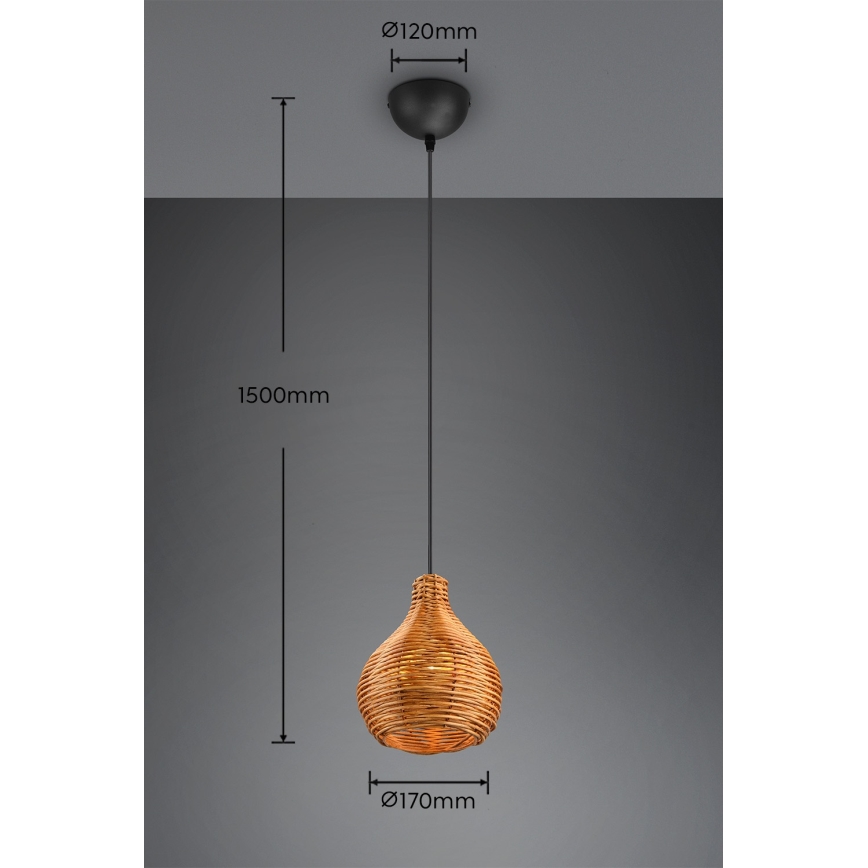 Reality - Hanglamp aan snoer SPROUT 1xE14/40W/230V bruin/rotan