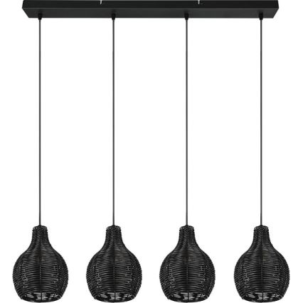 Reality - Hanglamp met kabel SPROUT 4xE14/30W/230V zwart/rotan