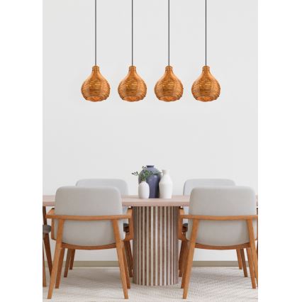 Reality - Lustre sur câble SPROUT 3xE14/40W/230V marron/rotin