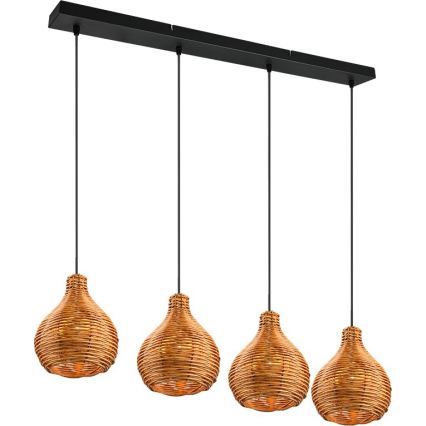 Reality - Lustre sur câble SPROUT 3xE14/40W/230V marron/rotin