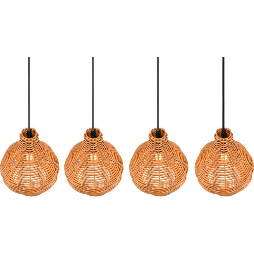 Reality - Lustre sur câble SPROUT 3xE14/40W/230V marron/rotin