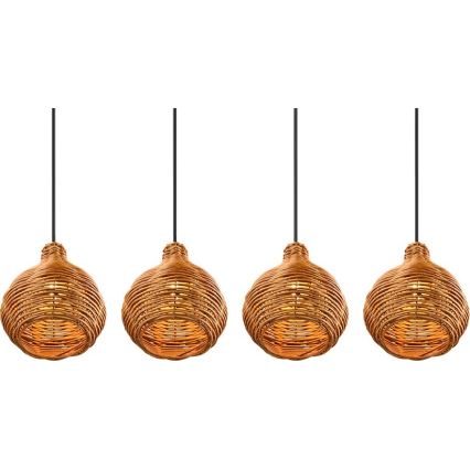 Reality - Lustre sur câble SPROUT 3xE14/40W/230V marron/rotin